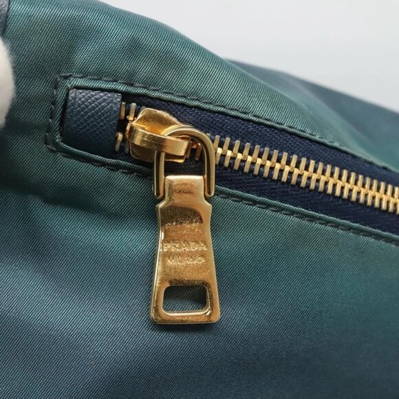 PRADA Shoulder Bag Nylon Green Gold Auth 131481 - Picture 14 of 16
